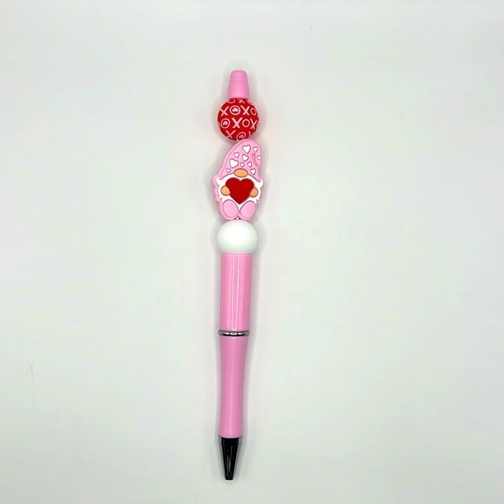 3/$30 Bundle • Pink Gnome with Heart Beaded Pen